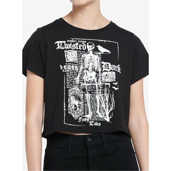 Thorn & Fable Skeleton Dark Story Girls Crop T-Shirt (Med) - Picture 1 of 7
